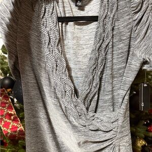 AGB Heather Gray V-Neck Top
